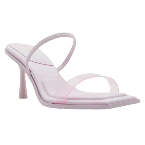 Aldo Deca Pink Square Toe Two Band Heeled Sandal Size 7.5 NWT $85 MSRP - Picture 1 of 7